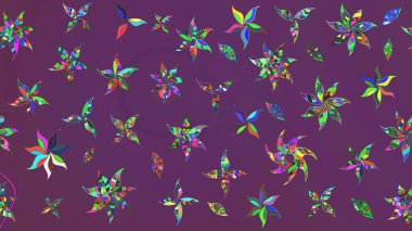 Mor ve yeşil renkli çiçekler. Çiçekli karalama şeklinde Raster çiçek deseni. Yumuşak, bahar çiçekli arka plan.