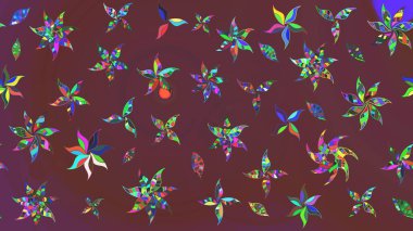 Küçük çiçekteki sevimli çiçek deseni. Kahverengi ve yeşil renkte çiçekler.