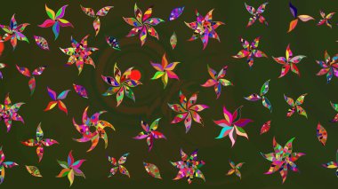 Elle boyanmış suluboya resim çizimleri, çiçekler ve bitkiler. Yeşil ve gri renkte çiçekler.