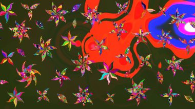 Şirin, zarif çiçekler Raster illüstrasyonu. Yapraklı çizim şekli. Poster ya da kapak için arka plan. Davetiye ve kartpostal tasarımı için dekoratif çiçek unsurları. Tekstil için figür.