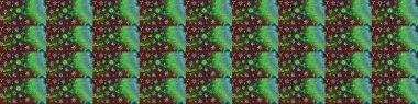 Raster. Zarif, parlak ve eskiz yeşil ve kahverengi çiçek desenli tasarım. Sabıka baskıları, bebek kıyafetleri, duvar kâğıtları, paket kutuları vb..