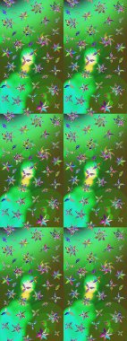 Moda baskıları için zarif bir şablon. Küçük renkli çiçekler. Robot resim. Küçük çiçekte güzel bir desen. Motley illüstrasyonu. Çiçekli bahar çiçekleri.