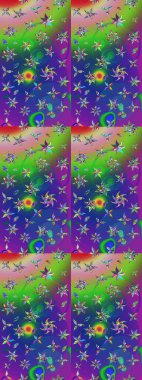 Raster illüstrasyonundaki çiçek desenli çizim. Renkli Bahar Teması eskiz kalıbı. Güzel kumaş deseni. Düz Çiçek Elementleri Tasarımı.