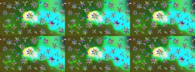 Çiçekli bahar çiçekleri. Moda baskıları için zarif bir şablon. Motley illüstrasyonu. Küçük renkli çiçekler. Küçük çiçekte şirin desenler.