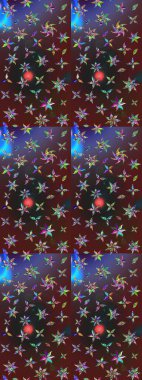 Raster illüstrasyonu. Mor ve kahverengi renkte mor ve kahverengi papatya deseni. Mor ve kahverengi renklerde.