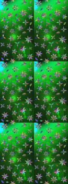 Renkli Bahar Teması eskiz kalıbı. Raster. Düz Çiçek Elementleri Tasarımı.