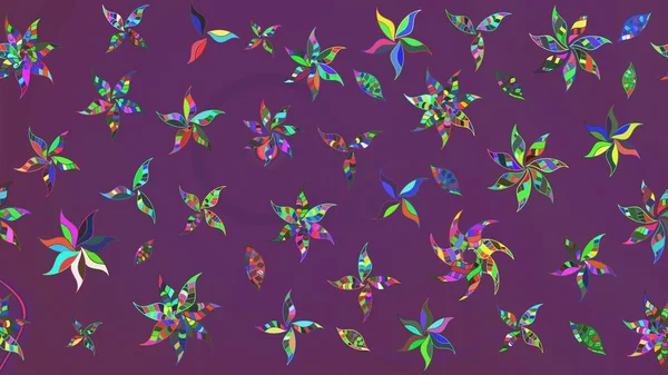 Mor ve yeşil renkli çiçekler. Çiçekli karalama şeklinde Raster çiçek deseni. Yumuşak, bahar çiçekli arka plan.