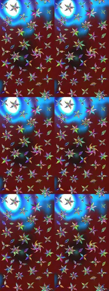 Kırmızı ve kahverengi renkte çiçekler. Düz Çiçek Elementleri Tasarımı. Sevimli çiçek raster deseni. Renkli Bahar Teması çizim şablonu.