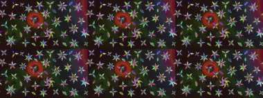 Renkli Yaz Temalı eskiz kalıbı. Gri ve kahverengi renkli çiçekler. Raster illüstrasyonundaki çiçek desenli çizim. Düz Çiçek Elementleri Tasarımı.