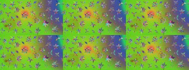 Soyut etnik raster çizim kalıbı. Kabile sanatı boho baskısı, klasik çiçek arkaplanı. Arkaplan dokusu, duvar kağıdı, yeşil ve mor renkli çiçek teması.