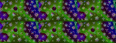 Çiçekli karalama şeklinde Raster çiçek deseni. Yumuşak, bahar çiçekli arka plan. Yeşil ve mavi renkte çiçekler.