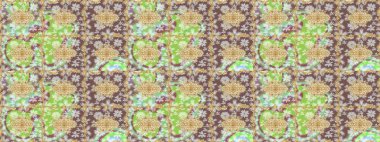 Antika altın tekrarlanabilir duvar kağıdı. Barok tarzında altın çiçekli süs. Damask çizimi tekrarlanıyor. Tarafsız renklerde altın element.