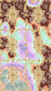 Klasik klasik klasik arka plan. Klasik Raster çizimi. Tarafsız ve altın desenli. Geleneksel oryantasyon süsü.