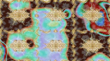 Duvar kâğıdı barok, İspanyol kumaşı. Kahverengi renkler üzerine grafiksel modern çizim deseni. Skeç raster arka planı. Çiçek deseni çizimi.