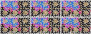 Süslü dekorasyon. Damask altın soyut çiçek gri renklerde pürüzsüz desen. Raster illüstrasyonu.