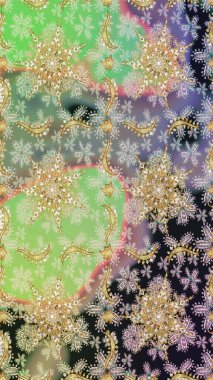 Barok tarzında kusursuz bir doğulu süsü. Raster oryantal süs. Geleneksel klasik altın desen. Altın elementlerle nötr renklerde altın desen.