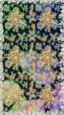 Barok tarzında kusursuz bir doğulu süsü. Gri renklerdeki altın elementler. Geleneksel klasik raster altın pürüzsüz desen.