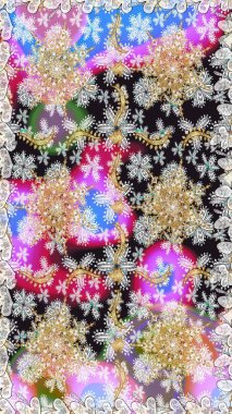 Süslü raster dekorasyonu. Tarafsız renklerde altın element. Klasik barok çiçekli, nötr yerine altın desenli. Lüks, kraliyet ve Viktorya dönemi konsepti.