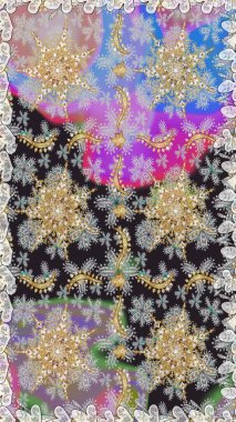 Gri renkli ve altın elementli altın desenli. Barok tarzında duvar kağıdı tasarımı için kusursuz damaske deseni arkaplanı. Süslü raster dekorasyonu.