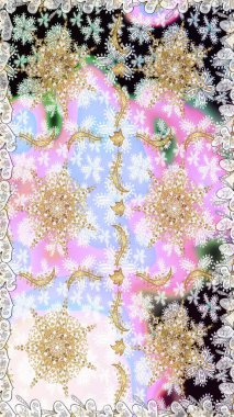 Raster geleneksel altın pürüzsüz deseni nötr renklerde. Barok tarzında kusursuz bir doğulu süsü..