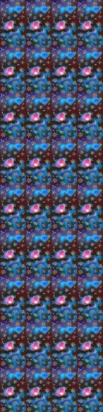 Raster. Mavi ve mor renkte güzel çiçekli eskiz deseni, suluboya çiçek deseni, duvar kağıdı, kart veya kumaş için fayanslı.