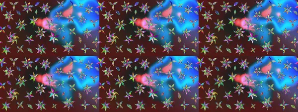 Mor ve mavi renkte güzel bir tekstil. Suluboya çiçekli çiçek deseni. Raster illüstrasyonu.