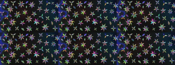 Sevimli çiçek raster deseni. Gri ve mavi renkte çiçekler. Renkli Yaz Temalı eskiz kalıbı. Düz Çiçek Elementleri Tasarımı.