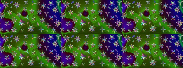 Çiçekli karalama şeklinde Raster çiçek deseni. Yumuşak, bahar çiçekli arka plan. Yeşil ve mavi renkte çiçekler.