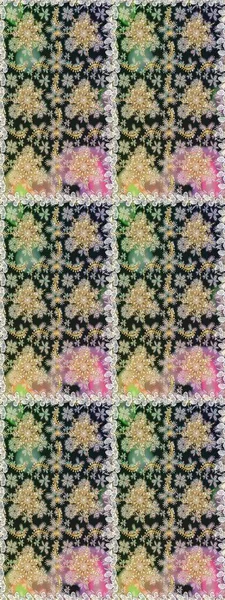 Hassas altın deseni açın. Kusursuz altın desenli bukleler. Raster. Gri renklerde, altın elementlerle kusursuz desen. Parlak dantel, stilize çiçekler, şal desenli. Doğu tarzı arabesk.