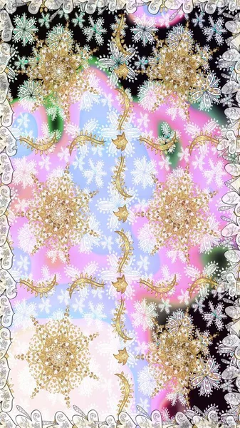 Raster geleneksel altın pürüzsüz deseni nötr renklerde. Barok tarzında kusursuz bir doğulu süsü..