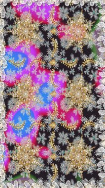 Noel, kar tanesi, yeni yıl 2019. Gri renklerde, altın elementlerle kusursuz klasik desen.