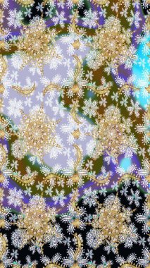 Kusursuz ortaçağ çiçek deseni. Doğum günü kartı, davetiye ya da afiş için iyidir. Dekoratif simetri arabesk. Tarafsız renklerde altın. Raster illüstrasyonu.