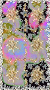 Çiçek süsü kumaş deseni, cam, çiçek desenli metal gri renkli ve altın elementli. Klasik raster altın pürüzsüz desen.