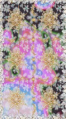 Altın antika ortaçağ dekoratifi, yapraklar ve tarafsız renklerde altın desenli süslemeleri olan dikişsiz bir şablon. Kusursuz kraliyet lüksü, altın barok kumaş rengi..