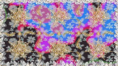 Lüks, kraliyet ve Viktorya dönemi konsepti. Gri renklerdeki altın element. Klasik barok çiçek desenli, gri yerine altın desenli. Süslü raster dekorasyonu.