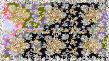 Klasik raster sarısı, kusursuz desen. Gri renklerde, altın elementlerle kusursuz desen. Geleneksel oryantasyon süsü. Klasik vintage arkaplan.