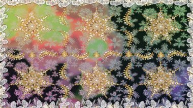 Çiçek süsü kumaş deseni, cam, çiçek desenli metal gri renkli ve altın elementli. Klasik raster altın pürüzsüz desen.