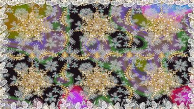 Kusursuz altın desen. Gri renkli ve altın elementli altın desenli. Raster doğulu süsü.