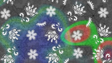 Raster illüstrasyonu. Çizim çiçek deseni duvar kâğıdı olarak kullanılabilir. Gri ve yeşil renkte çiçekler.