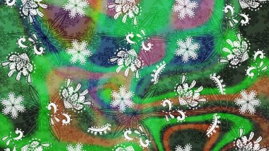 Taslak dekoratif arka plan, çiçek mandala. Yeşil ve nötr renklerde. Raster illüstrasyonu. Çiçek..