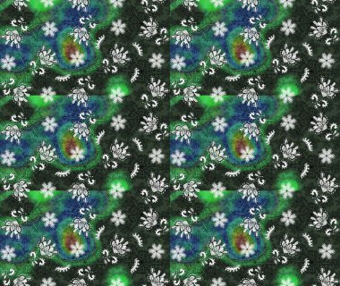 Raster illüstrasyonundaki çiçek desenli çizim. Renkli Bahar Teması eskiz kalıbı. Düz Çiçek Elementleri Tasarımı. Güzel kumaş deseni.