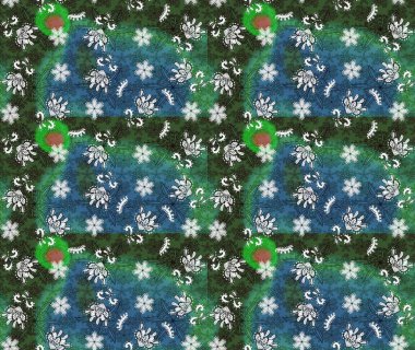 Eskiz geçmişi. Kumaş, tekstil, duvar kağıdı baskısı için. Raster illüstrasyonu. Eski usul. Miles Fleur, süslü püslü bir süs. Tomurcukları papatya çiçekleri olan sevimli bir çiçek deseni..