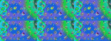 Tekstil veya kitap kapakları, imalat, duvar kağıtları, baskı, hediye paketi ve yapıştırma kitabı için çiçek eskizi geçmişi. Küçük çaplı çiçeklerdeki basit şirin desenler. Raster illüstrasyonu.