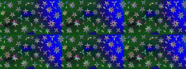 Mavi ve yeşil renkli çiçekler. Çiçek desenli eskiz, yaz çiçekleri. Renkli Bahar Teması eskiz kalıbı. Düz Çiçek Elementleri Tasarımı.