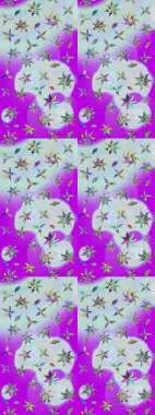 Soyut etnik raster çizim kalıbı. Kabile sanatı boho baskısı, klasik çiçek arkaplanı. Arkaplan dokusu, duvar kağıdı, çiçek teması nötr ve mor renkler.