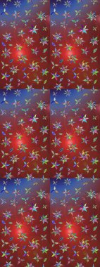 Kahverengi ve kırmızı renklere karalamalar çizilmiş çiçek deseni. Raster illüstrasyonu.