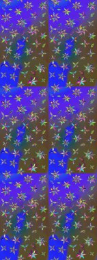 Çiçekli karalama şeklinde Raster çiçek deseni. Nazik, narin çiçek arkaplanı. Mor ve mavi renkte çiçekler.