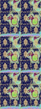 Raster geleneksel oryantasyon süsü. Klasik altın desenli çizim. Altın elementlerle mavi renklerde altın desen.