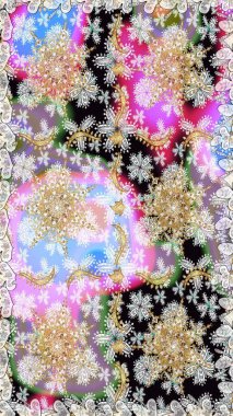 Geleneksel klasik raster altın pürüzsüz desen. Barok tarzında kusursuz bir doğulu süsü. Tarafsız ve gri renklerdeki altın elementler.