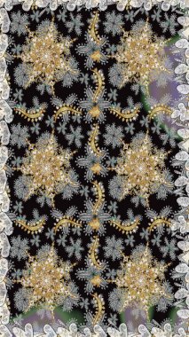 Paisleys zarif çiçek desenli arkaplan duvar kâğıdı çizimi. Klasik stil, güzel 3D çizgili sanat eseri, gri ve siyah desenli çiçek yaprakları ve süslemeleri var..